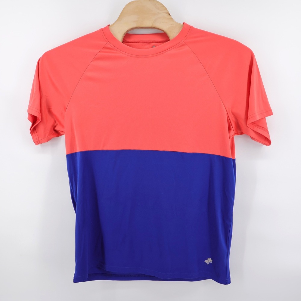 Trunks UPF 50+ Rash Guard Swim Shirt‎ Pink Blue Short Sleeve Mens Large